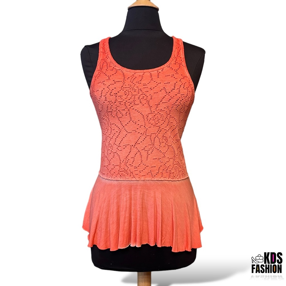 Free People “Rally” Perforated Peplum Tank XS
